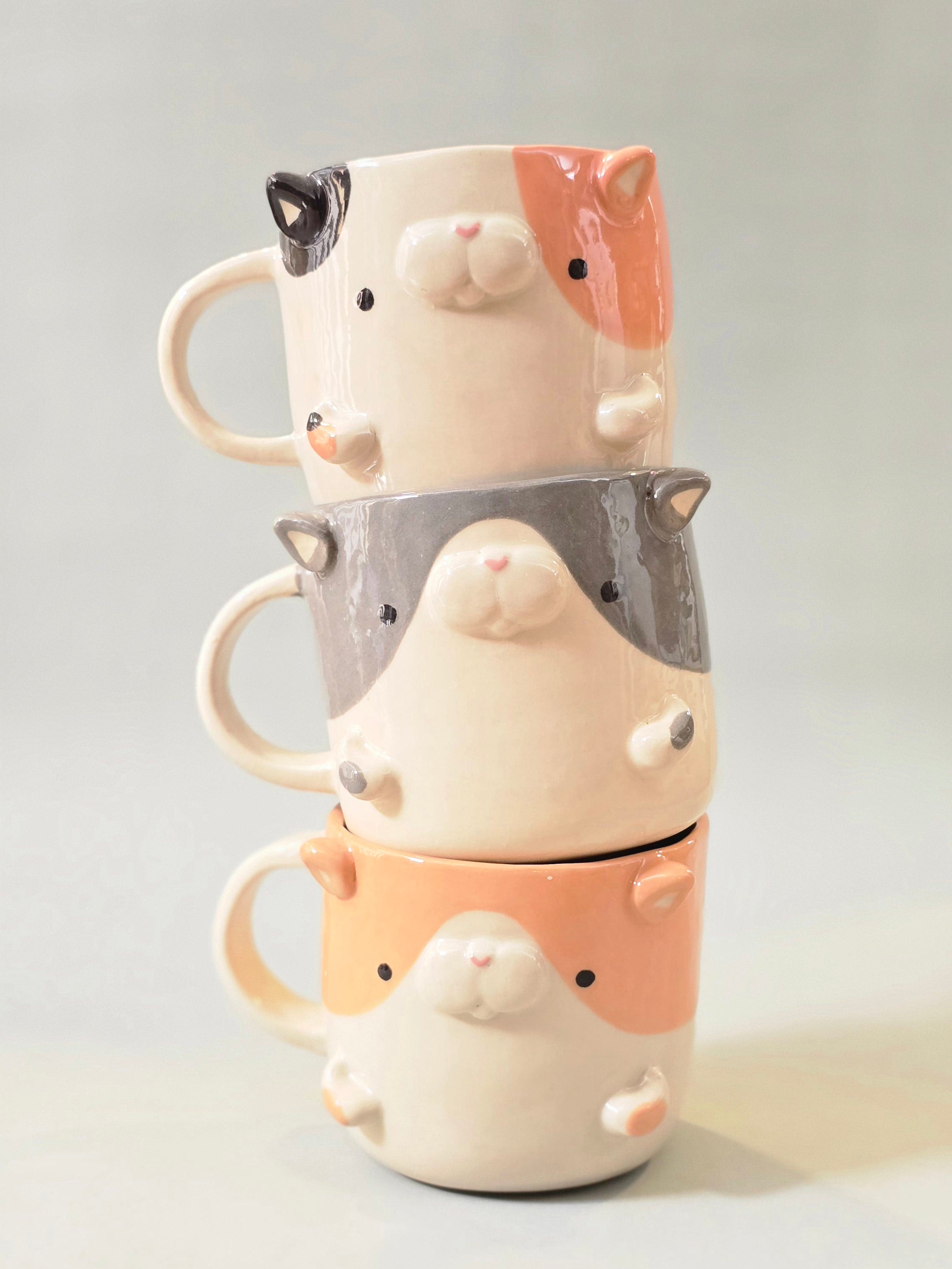 Cute Cat Coffee Mug – Cat Ceramic Cup – Adorable Gift for Cat Lovers | Ready to Ship